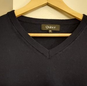 Quince merino wool navy v-neck, medium